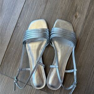 Reformation Silver Strappy Flats
